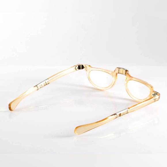 SALE Vntg 1960s Unisex Amber Frame Folding Librarian /Professor /Reading Glasses - Picture 6 of 10